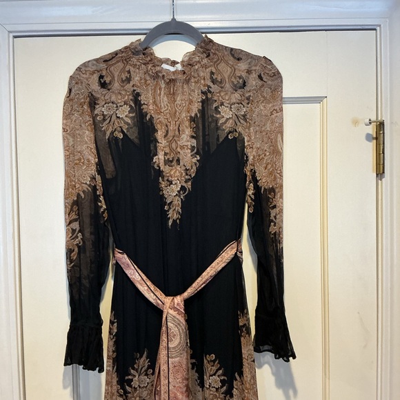 New with Defect Zimmermann Elegant Black and Brown Silk Dress, Size AU 2 = M - Picture 2 of 11